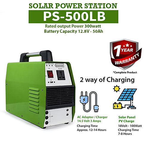 500VA Solar Power Station, with In-built 704WH Lithium-Battery, Portable, Model: PS-500LB