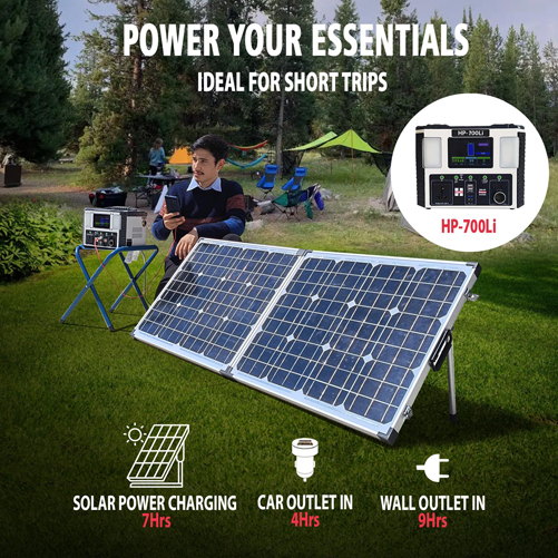 700VA Solar Power Station, with In-built 499WH Lithium Battery, Portable, Model: HP-700Li