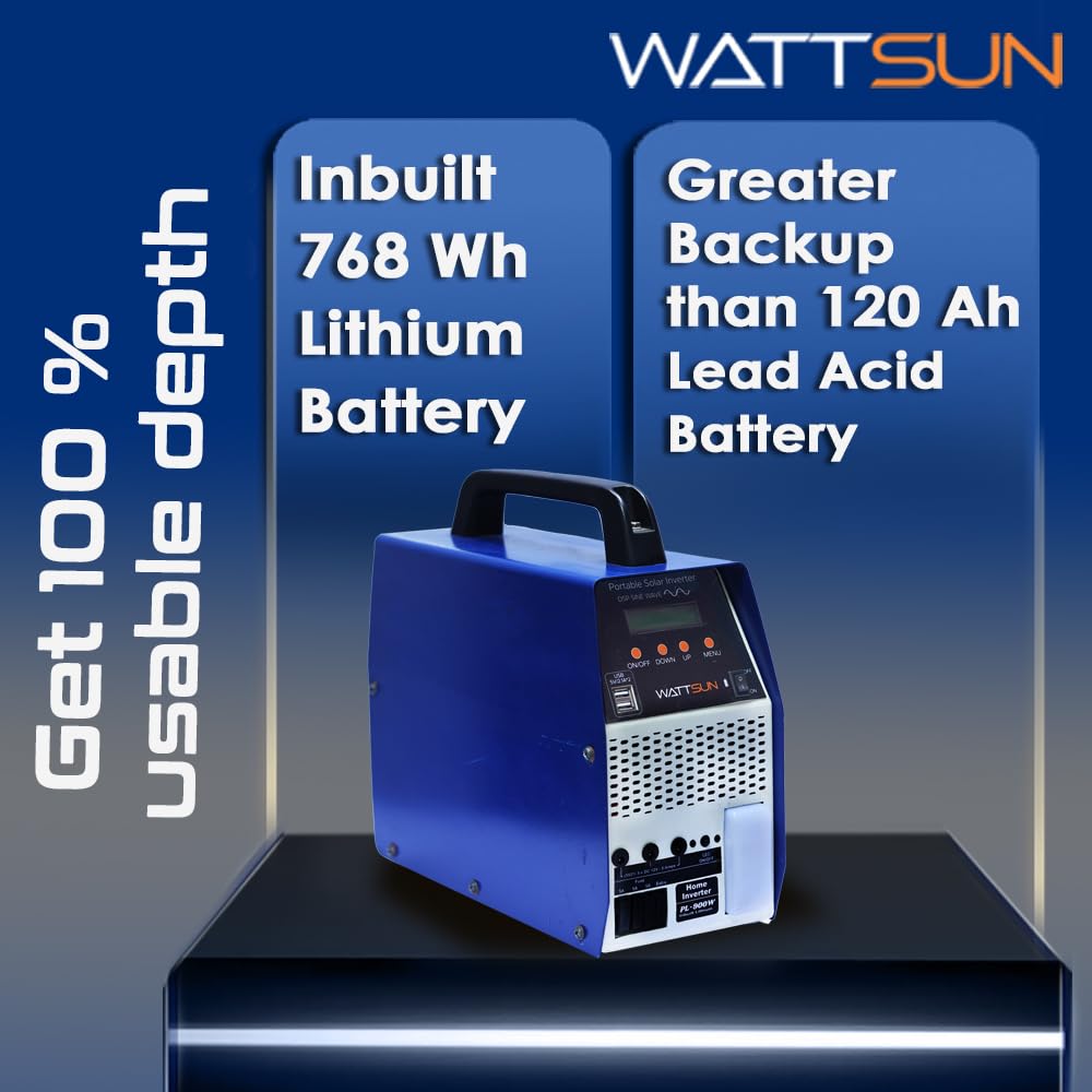 60Ah, 1 kva Solar Portable Inverter for Home with Inbuilt Lithium Battery, PL-900W-ECO